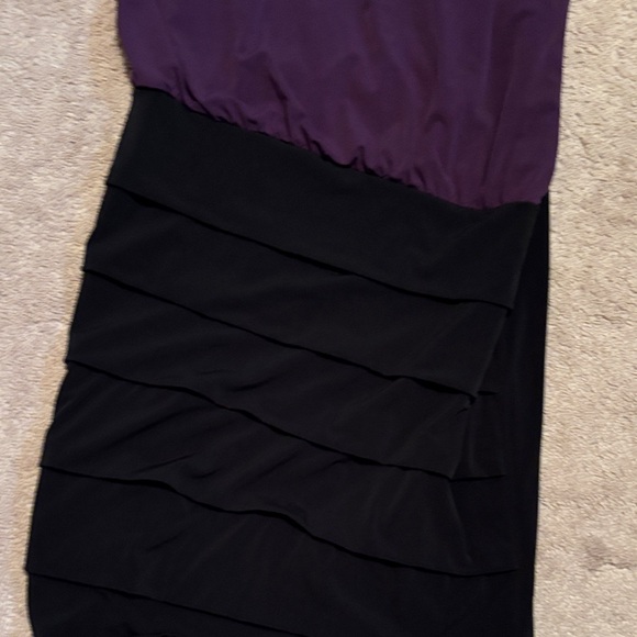 Enfocus Studio Asymmetrical Dress in Purple and Black - Picture 2 of 7